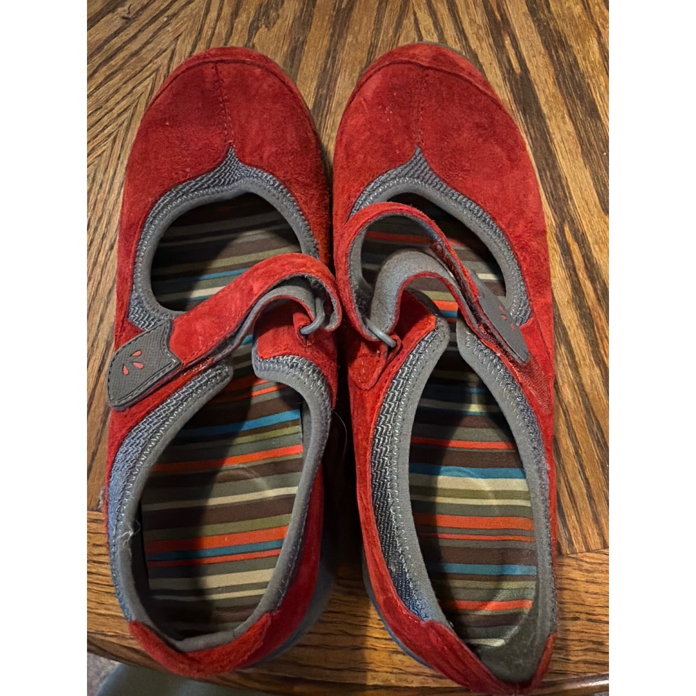 Dansko red suede Mary Jane flats